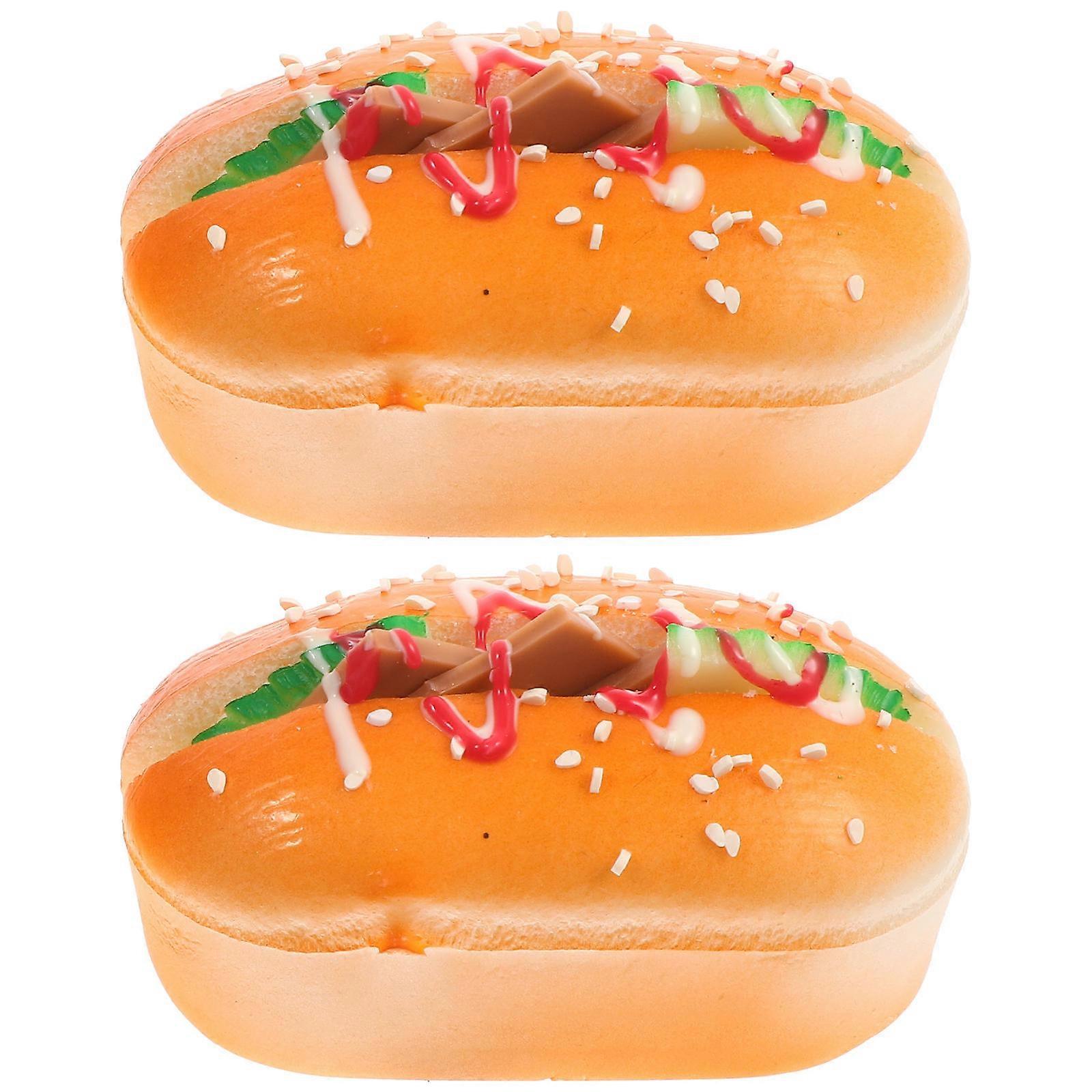 Bread Models Burger Figurines for Decor 2Pcs Orange Resin Fake Bread