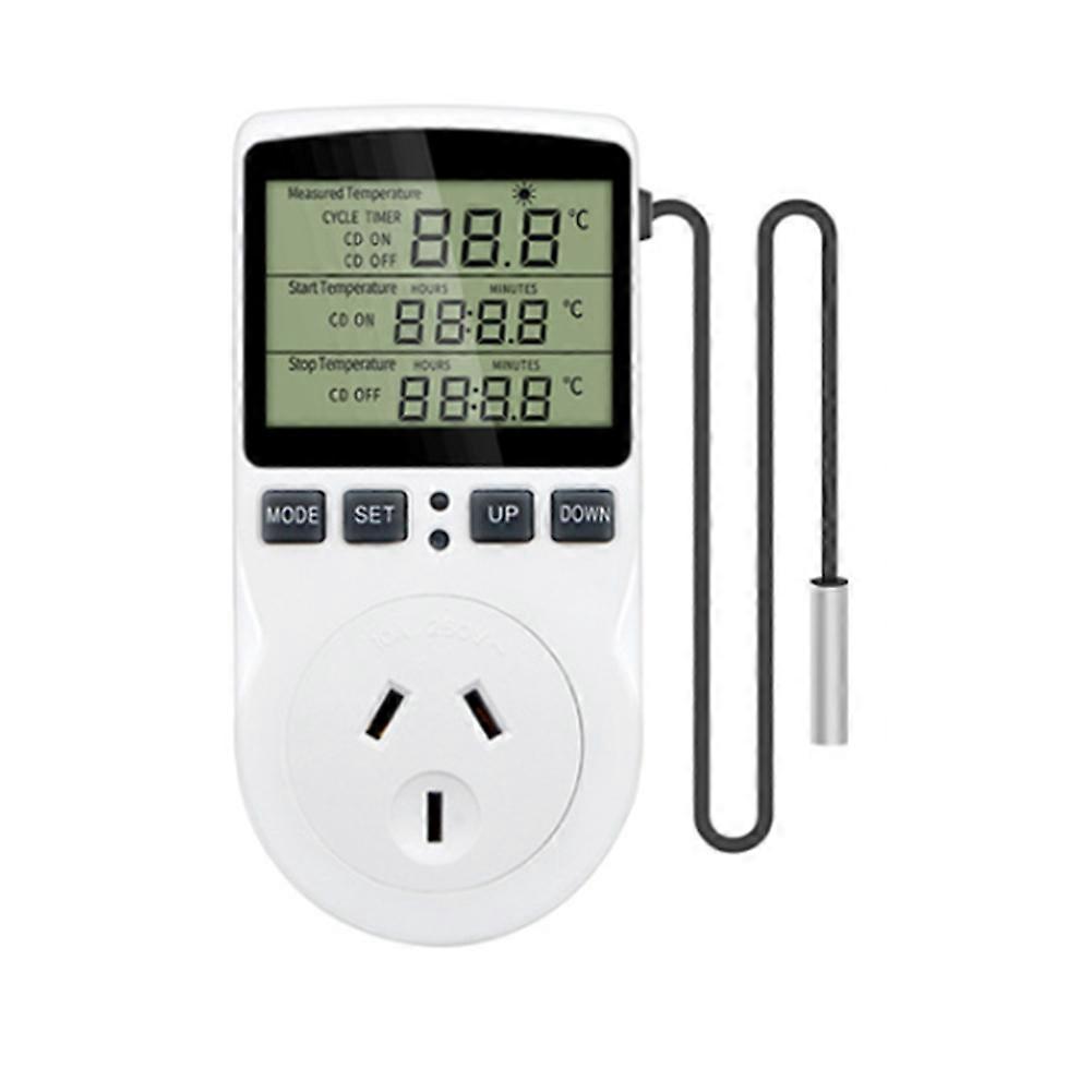 Intelligent Digital Temperature Controller AU Switch Socket 10(2)A 240V- Max.2400W.U LCD Display