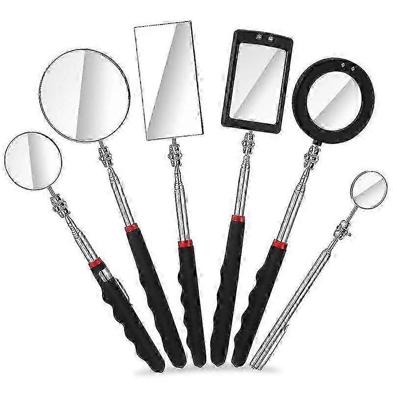 6Pcs LED Telescoping Inspection Mirror,Retractable LED Mechanical Mirror Tool,Retractable Under Vehi
