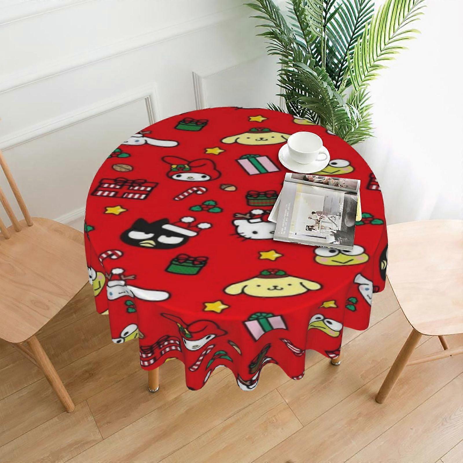 Hello Kitty Rectangular Tablecloth, Water Resistance Antiwrinkle Spillproof Soft Fabric, 60in, compatible with dining table