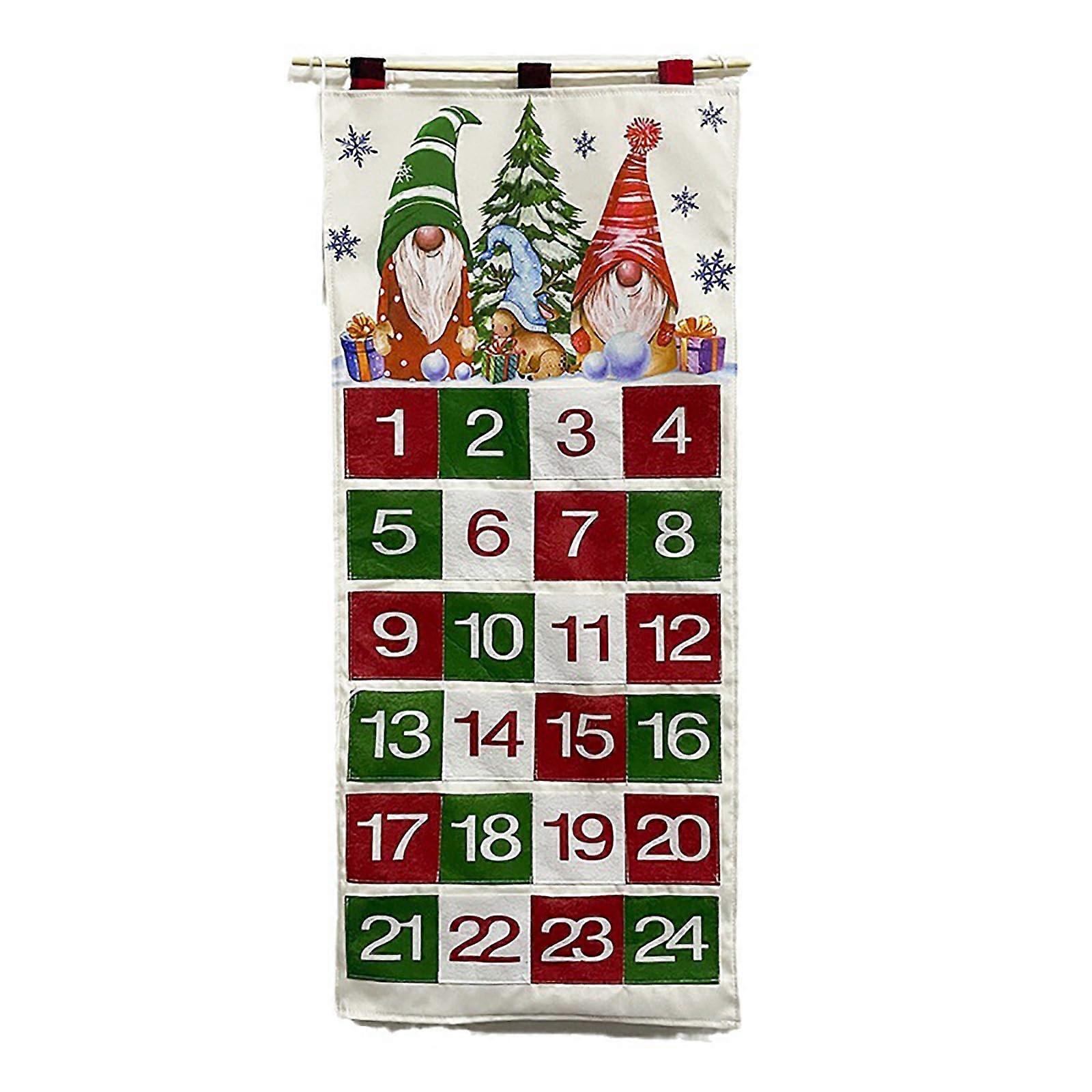 Fillable Fabric Advent Calendar with 24 Pockets Hanging Christmas Countdown Decoration