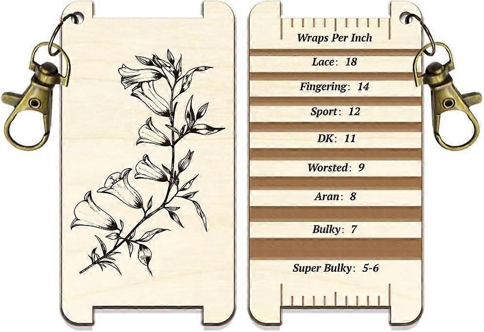 1 Pc Wooden Spinning Control Card Chimes Flower Pattern Multi-Purpose Spinning Control Tool Wooden Decorative WPI Ruler for Hand Yarn Measurement Croc