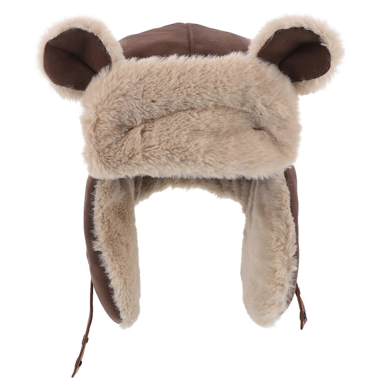 Winter Hat with Adorable Bear Ears and Earflaps for Cold Weather