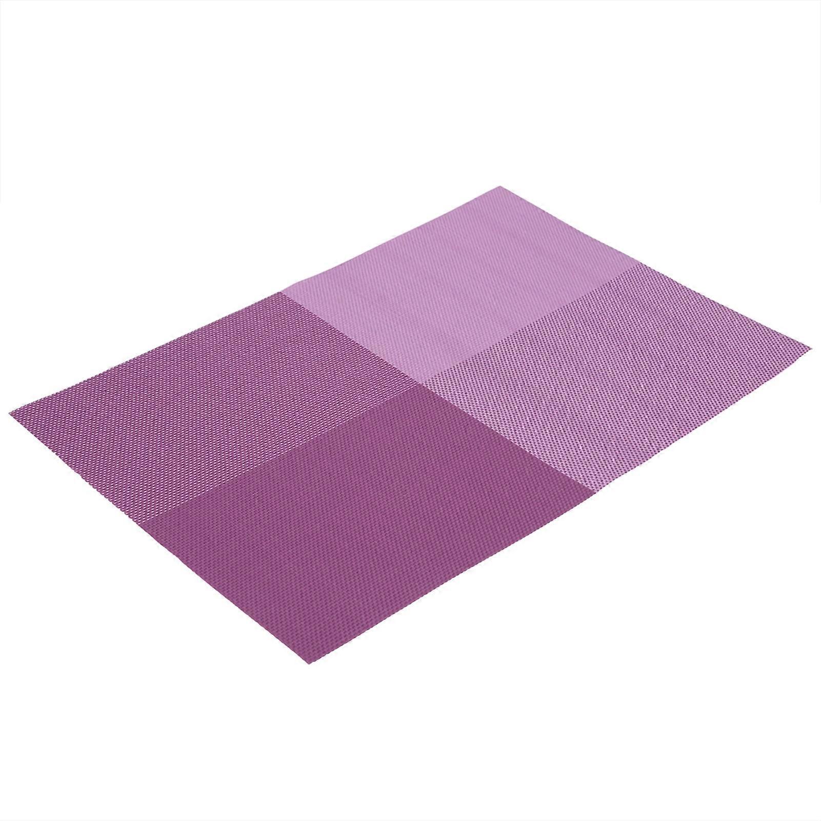 Placemats Set, 4pcs Table Placemats Rectangle Table Mats for Dining Table Plaid Pattern PVC Dining Placemat(Purple)