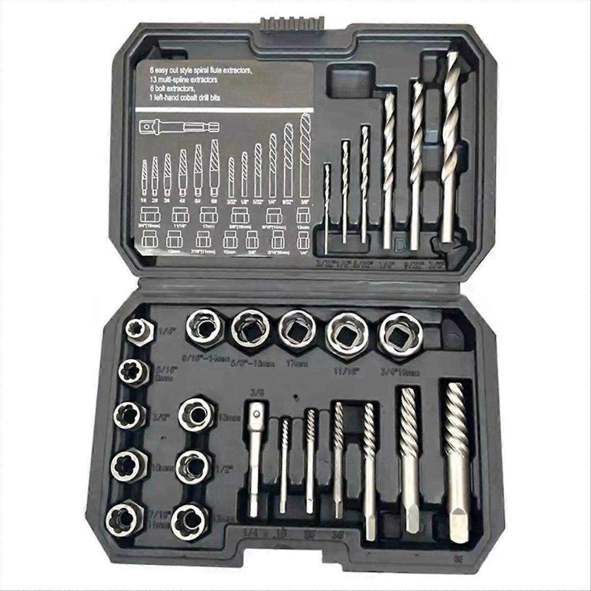 26Pcs Screw Extractor Center Drill Bit Guide Set Broken Remover Dropship Set