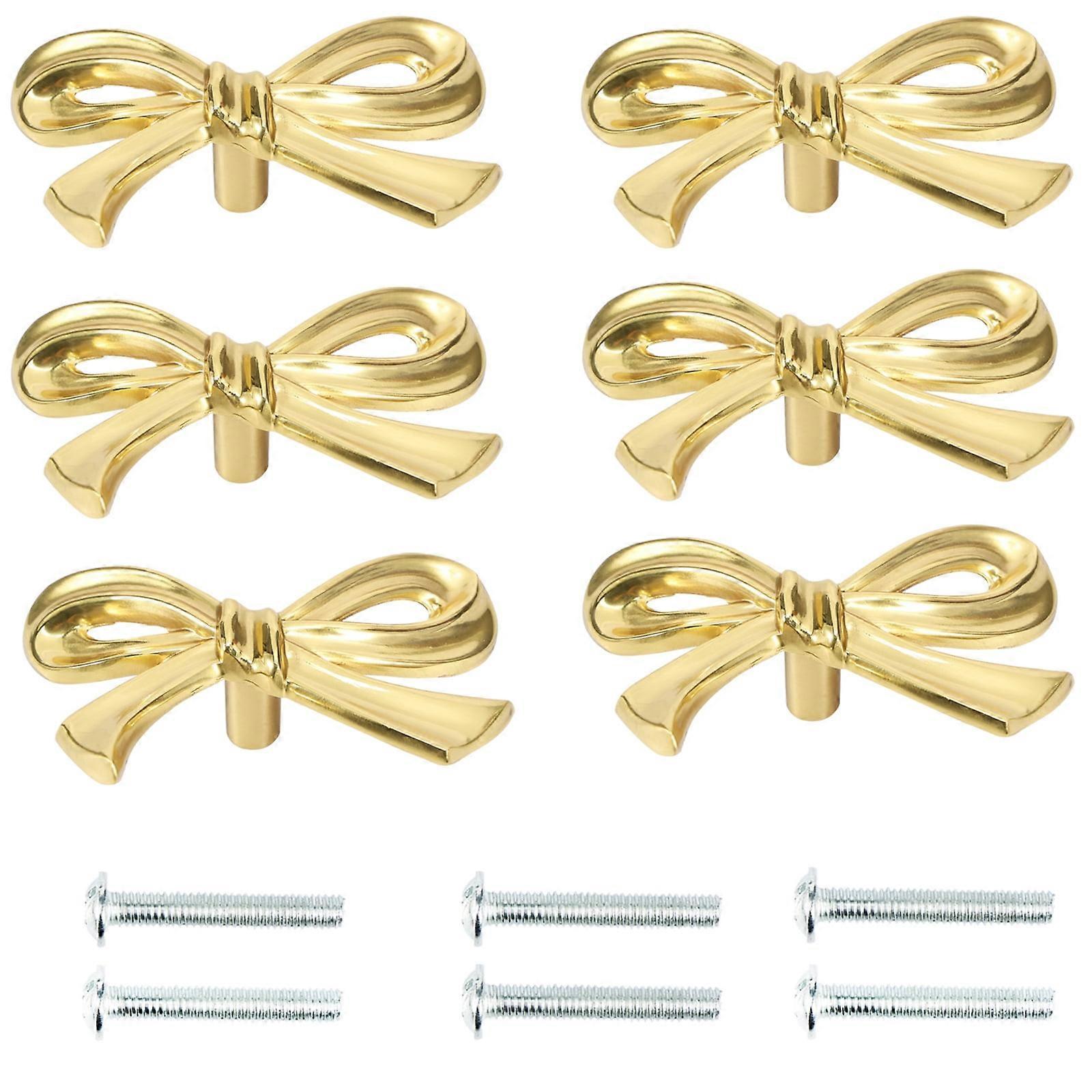 Elegant Solid Brass Bow Drawer Knobs, Compatible with Home Cabinet Pulls, Decorative Furniture Handles