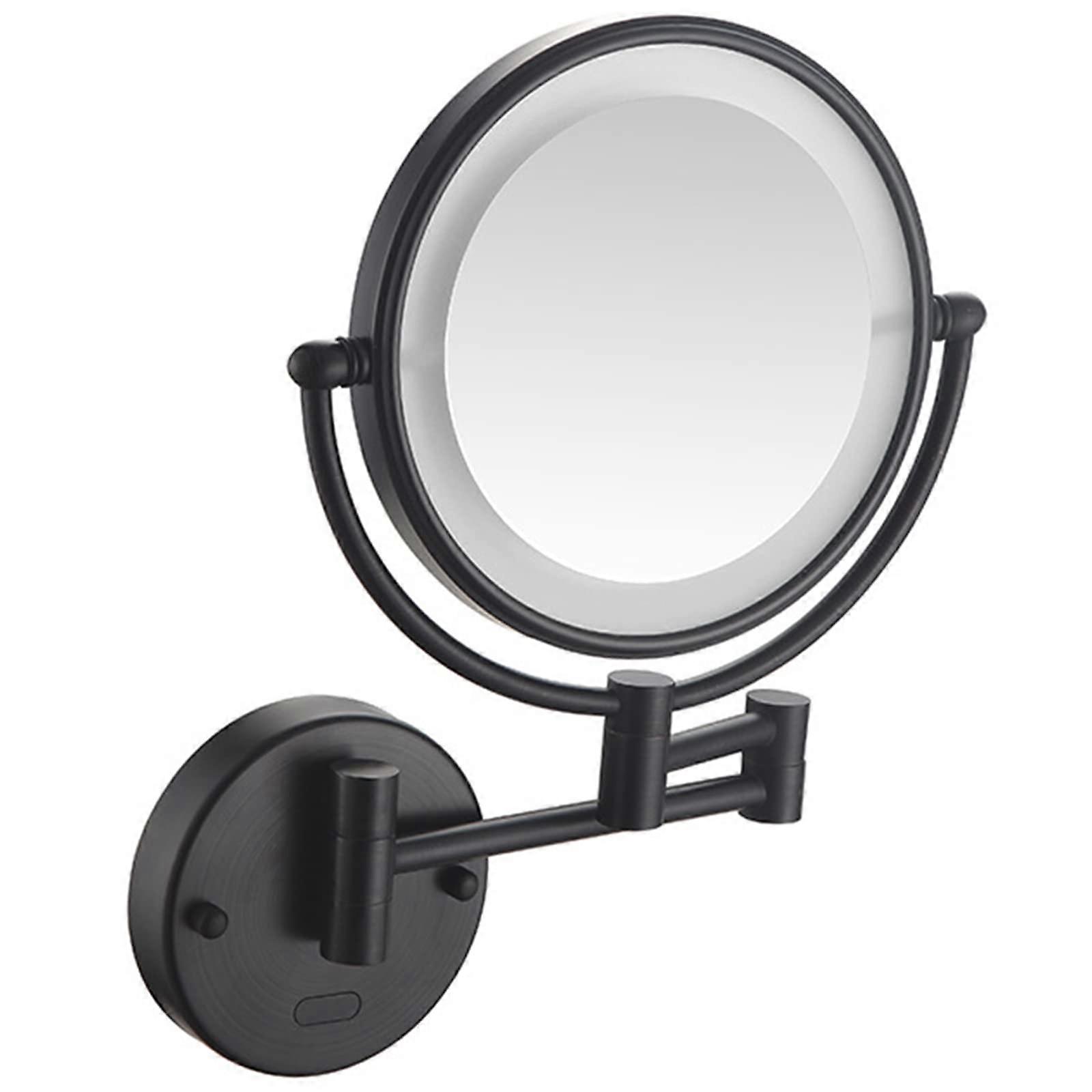 LED Wall Mounted Makeup Mirror with Sensor Light, 10X Magnification, Double Sided 360 Swivel, Extendable Arm, Rose Gold, Hardwired or Plug In