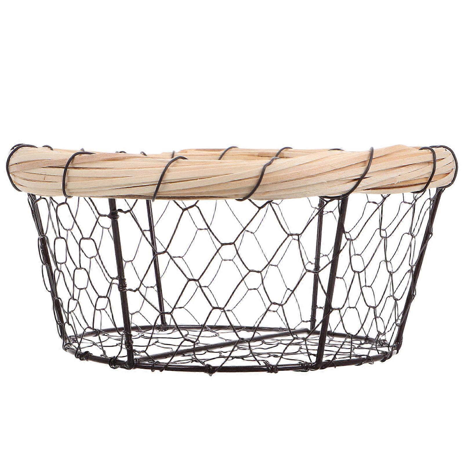 Black Iron Wire Basket for Kitchen Multifunctional Bread and Vegetable Storage 19cm