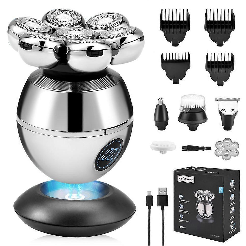 6 in 1 Electric Shavers, 7D Hair Clipper For Men, and Nose Trimmer with LED Display and Portable Wet and Dry