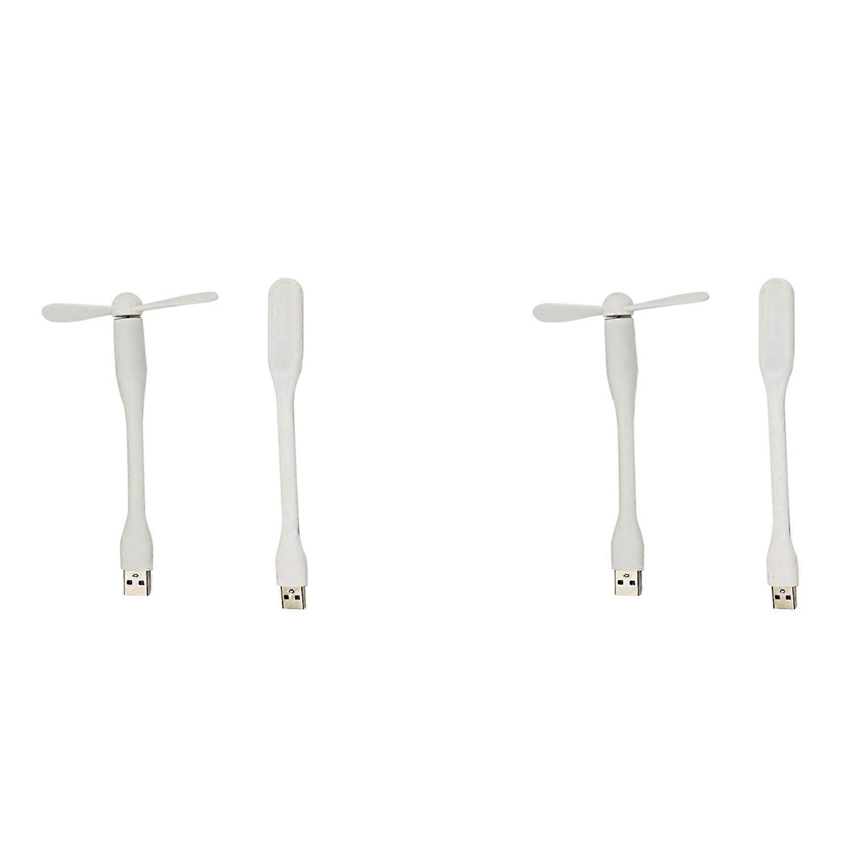 2X Multifunctional USB Mini Desktop Mini Fan with Universal USB Light Energy-Saving Portable LED Light,White