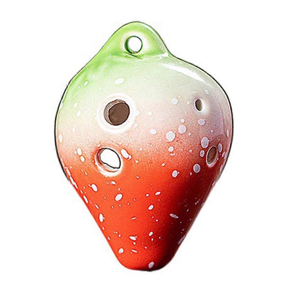 D��cor mignon Ocarina en forme de fraise d��grad�� de couleur C ton 6 trous Ocarina en c��ramique cr��atif amusant Instruments de musique d��butan