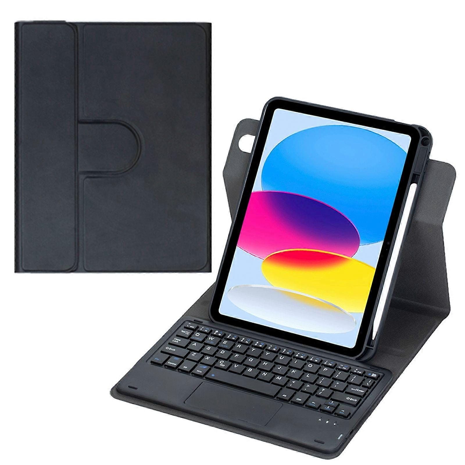 Book Style Touchpad Bluetooth Keyboard For iPad (2025)/ iPad 10.9 (2022) 360 Degree Rotating Clear Acrylic Case