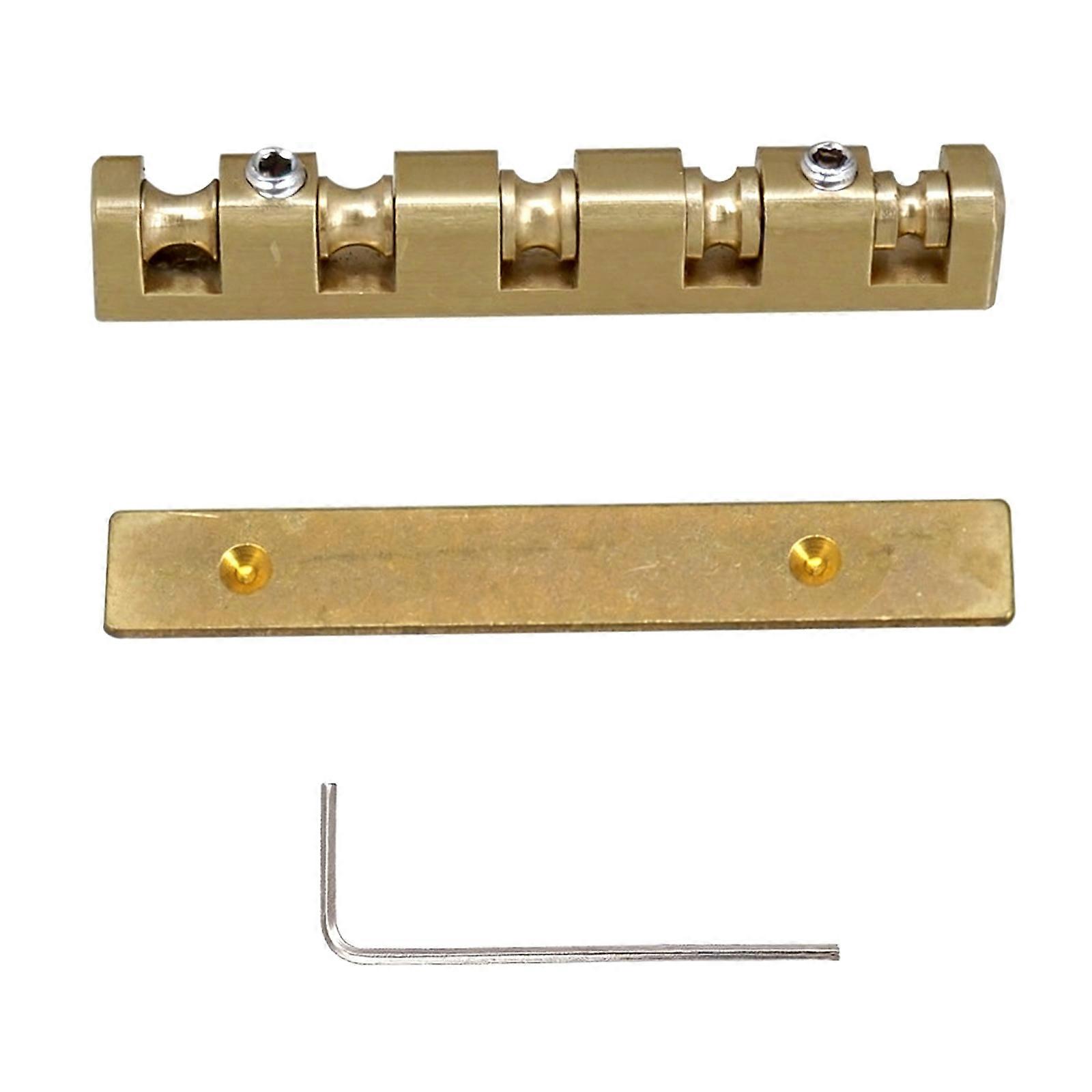 Brass Roller Nut for 5 String Bass Instruments Optimizes String Movement and Resonance Adjustable Comes with Mounting Plate Wrench Multicolor