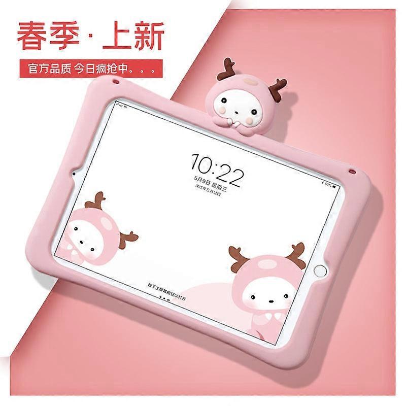 Capa para iPad Mini 4/7,9 polegadas rosa, de silicone, com desenho animado de sapo e pato, macia e fofa.