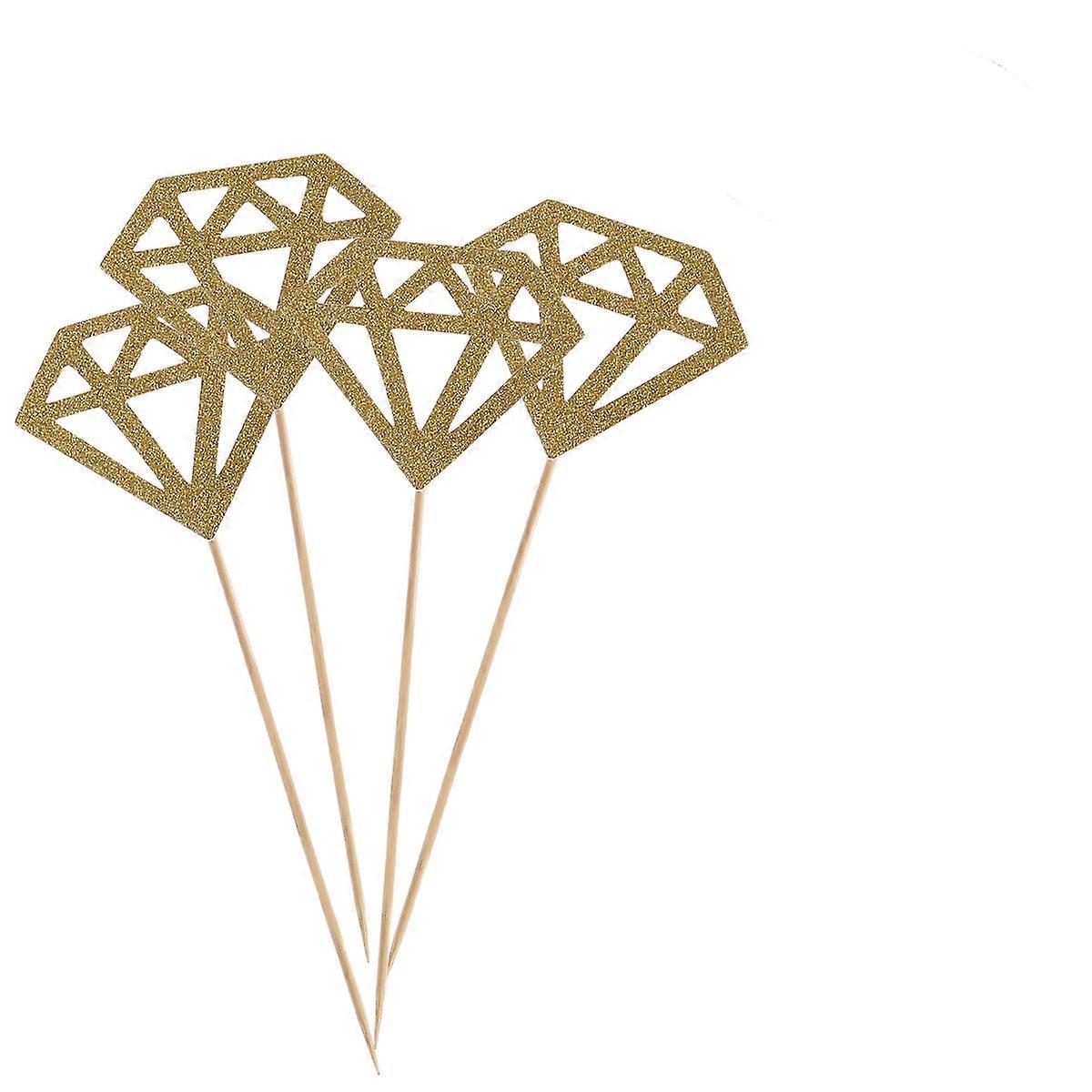 Golden Glitter Cake Topper for Cake Decoration 50Pcs Set