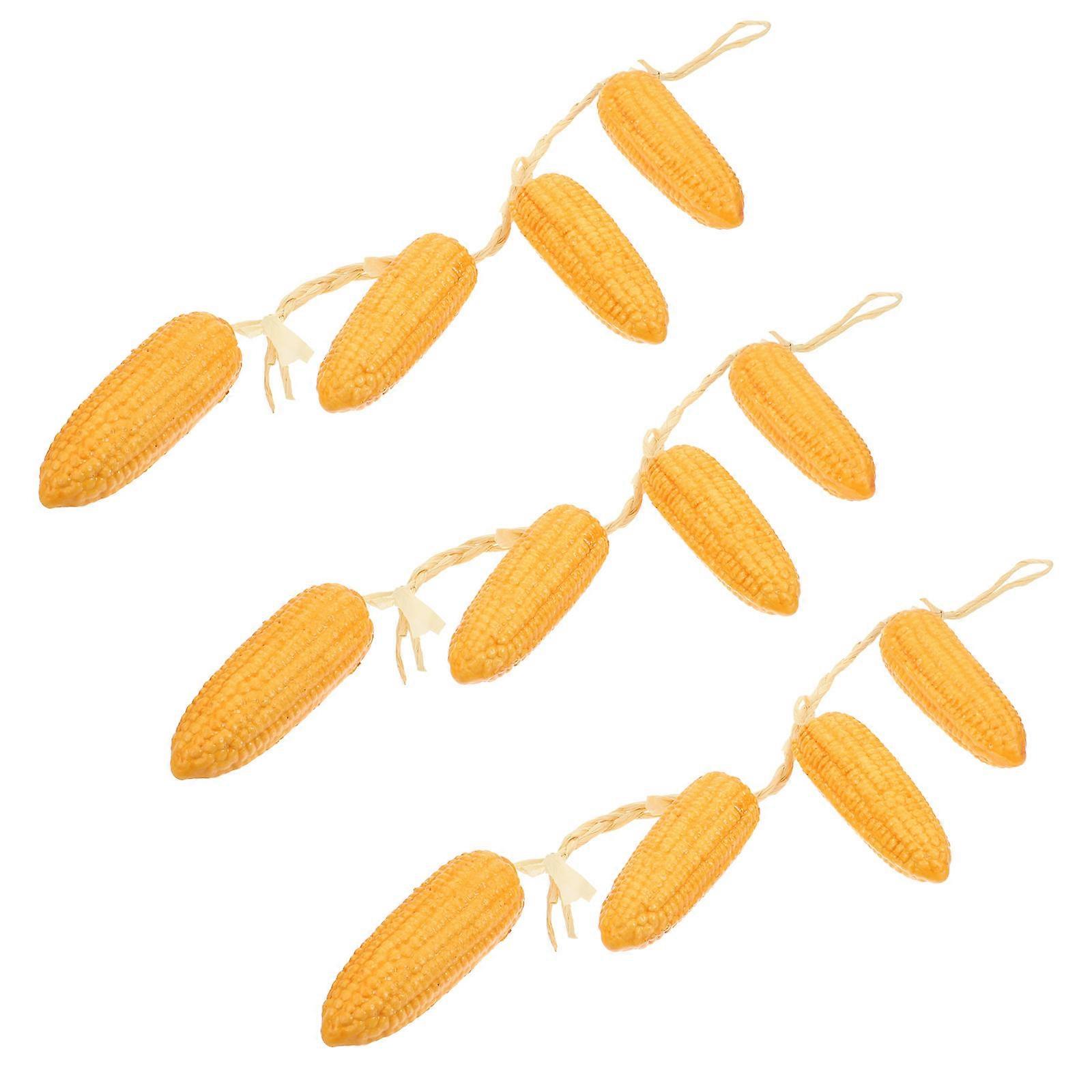Artificial Corn String for Decoration Hanging Ornament 3Pcs Yellow Foam