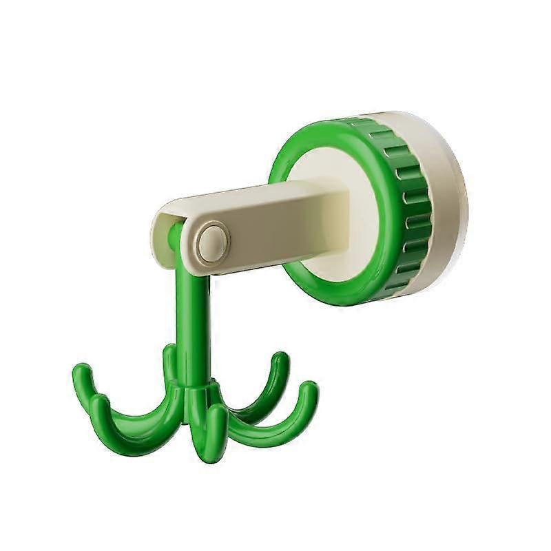 Kitchen Rotating Hook 360 Degree Hanging Rack, Foldable 6Claw Punch SpaceSaving Green