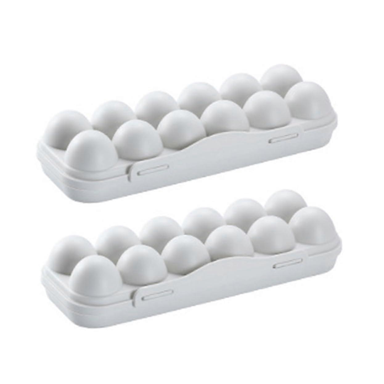 Egg Storage Container with Lid, Stackable Egg Holder for Refrigerator, 12 Grid Organizer, 2pcs