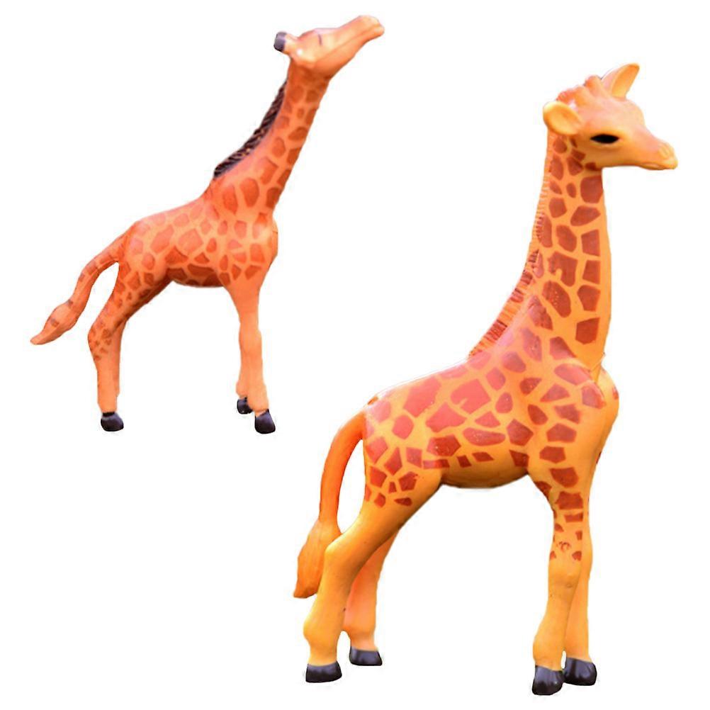 Animal Figurine Resin Giraffe Model for Decor 2Pcs Assorted Color