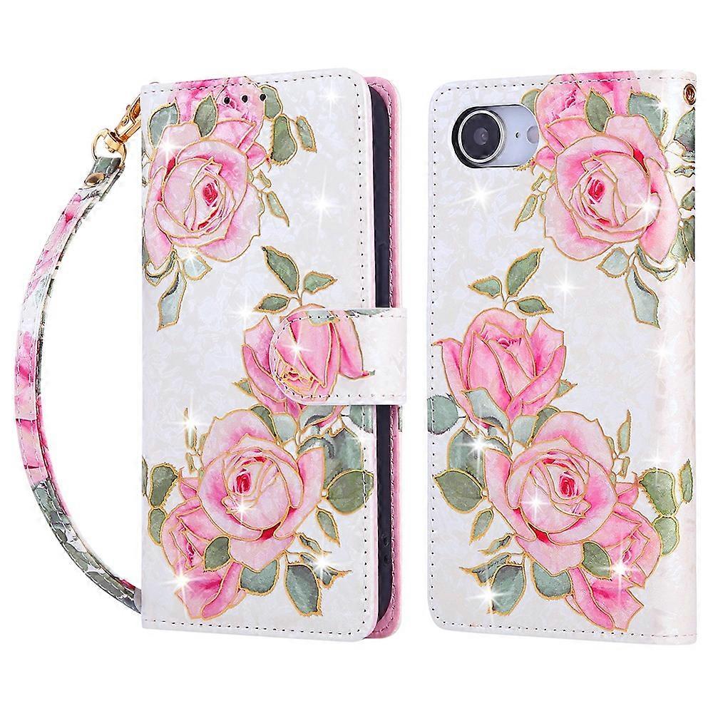 For iPhone 16e Case RFID Blocking Flower Leather Phone Cover
