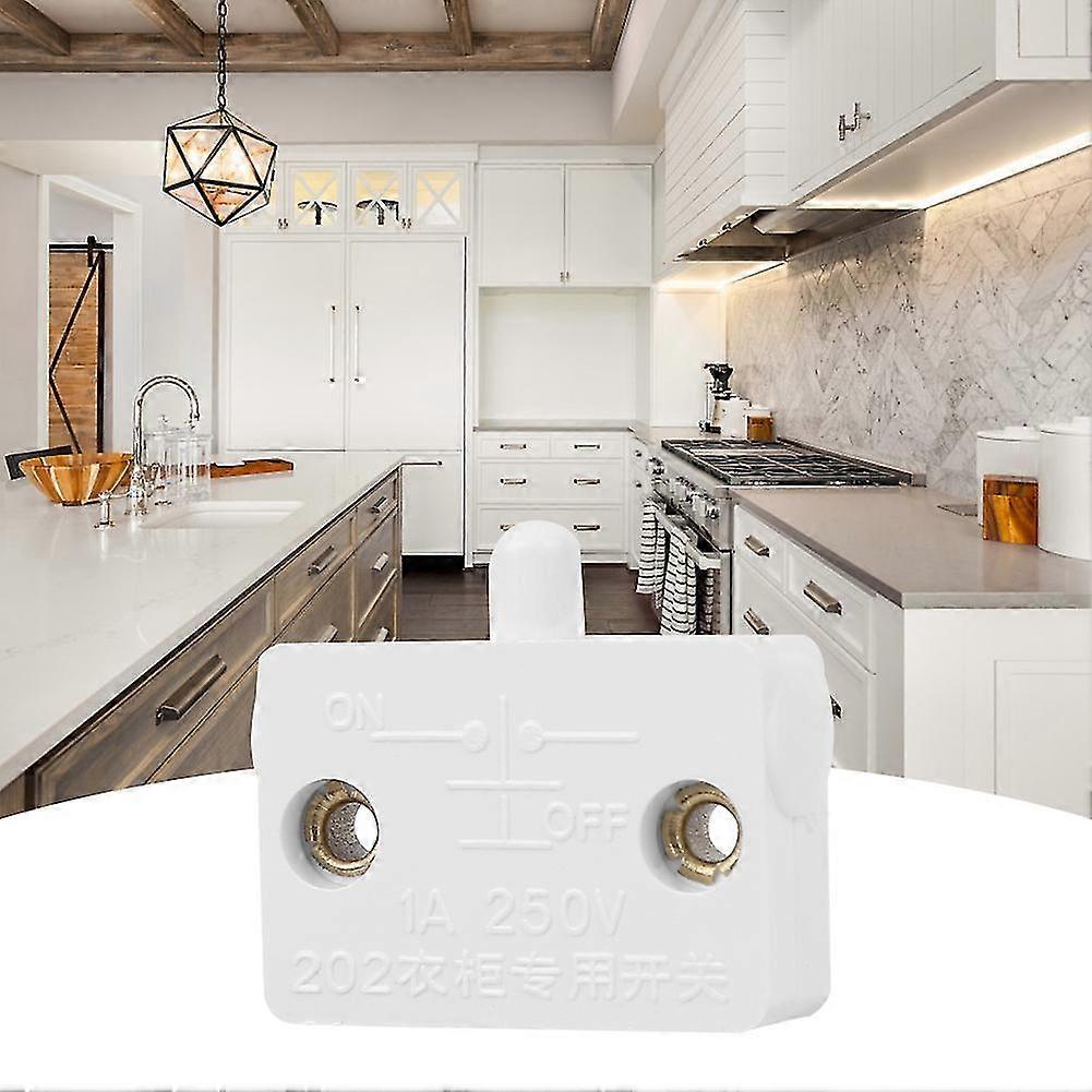 2Pcs Household Cabinet Closet Light Switch Automatic Reset Control Switch Supplies White