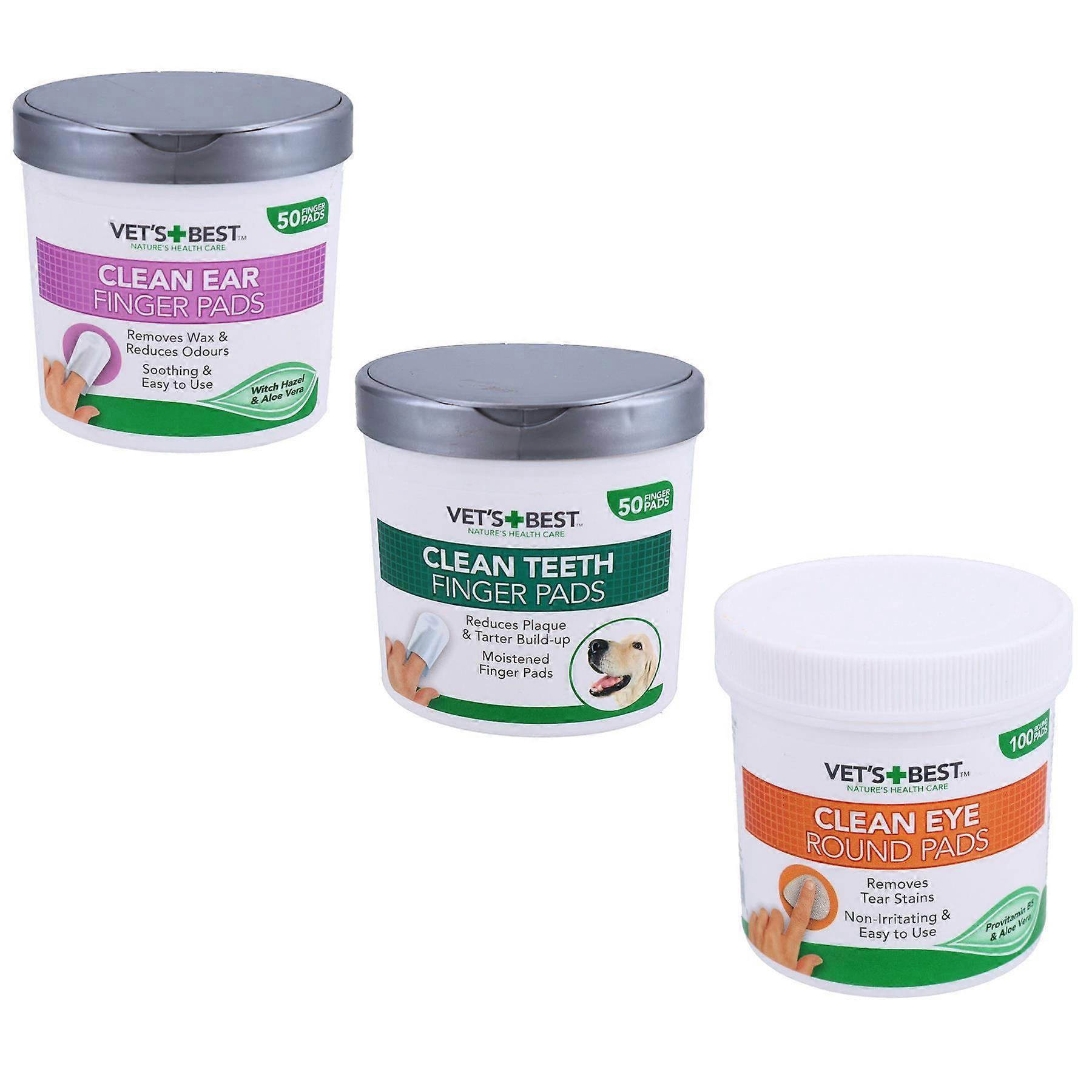 Bundle Pack Dog Puppy Teeth & Ear Cleaning Finger Pads  & Eye Wipes