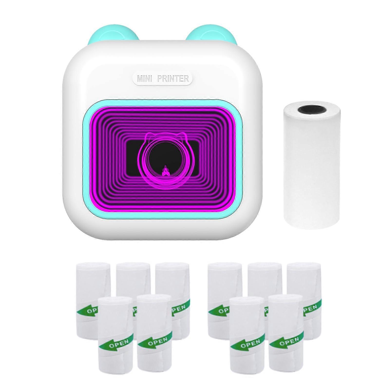 Mini Thermal Printer Bluetooth 5.1, 200dpi, 7Color LED, Wireless Label and Photo Printer Blue