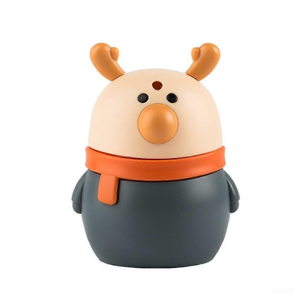 Toothpick Dispenser with PushButton Operation, Cute Elk Design, Large Capacity, Dark Blue