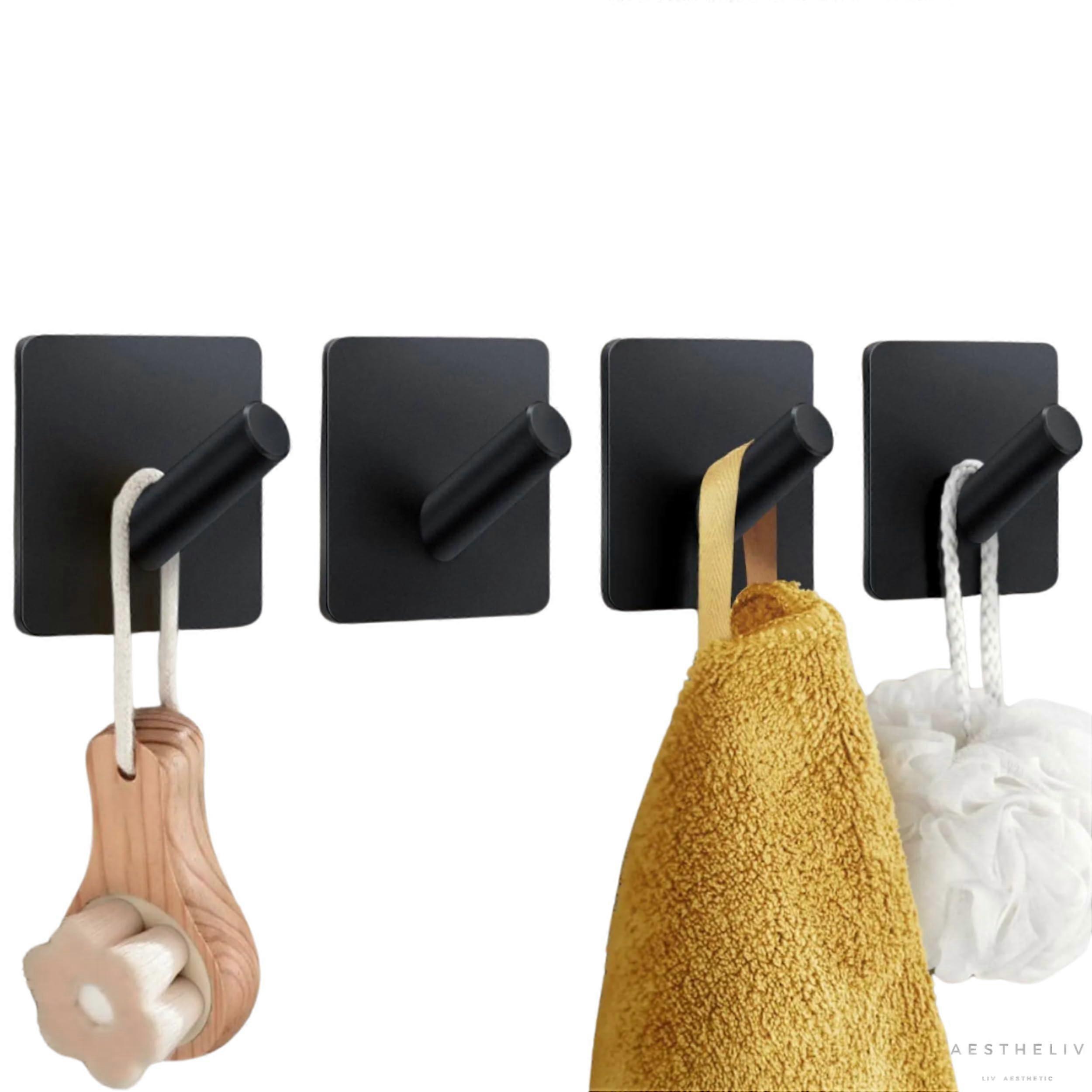 Adhesive Wall Hooks 4 Pack Heavy Duty Waterproof RustResistant Damage for Bathroom Kitchen Outdoor