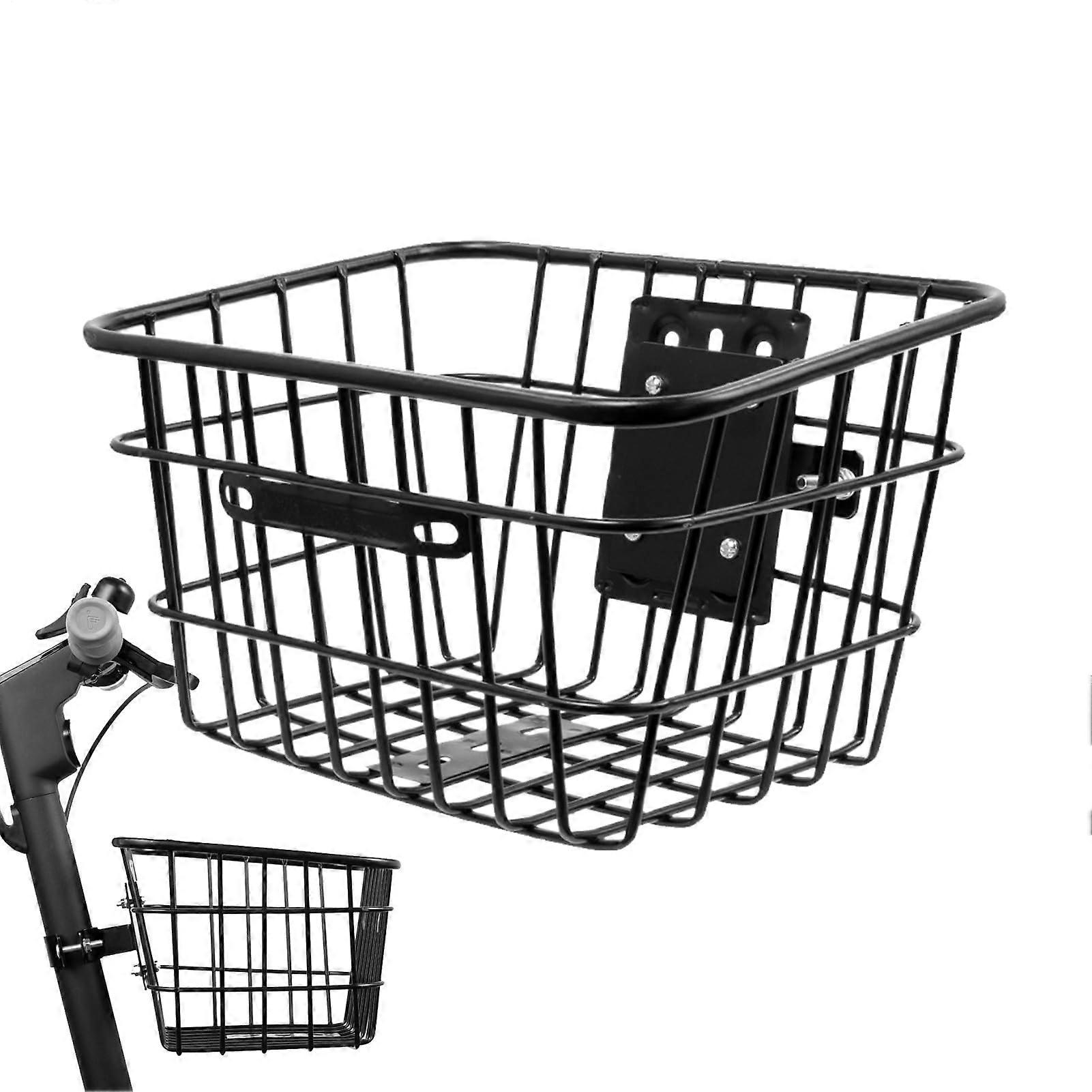 Large Capacity Bike Front Basket with Durable Iron Frame, Detachable Bicycle Handlebar Storage