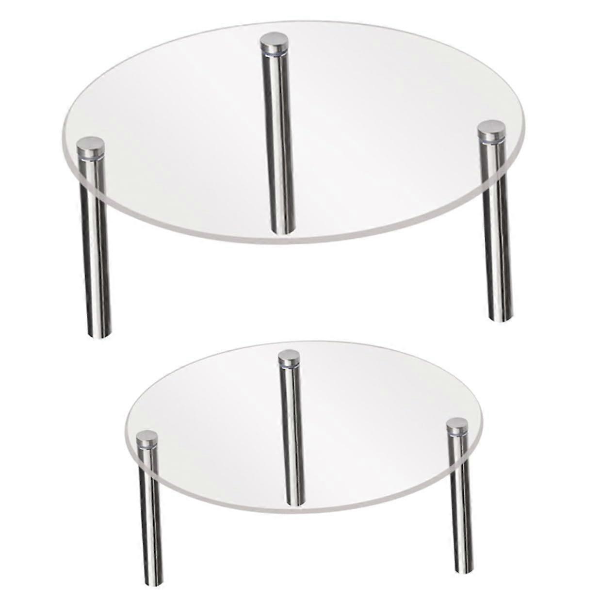2 Pcs Acrylic Cake Stand Set Clear Round MultiTier Cupcake Display for Wedding Party Dessert