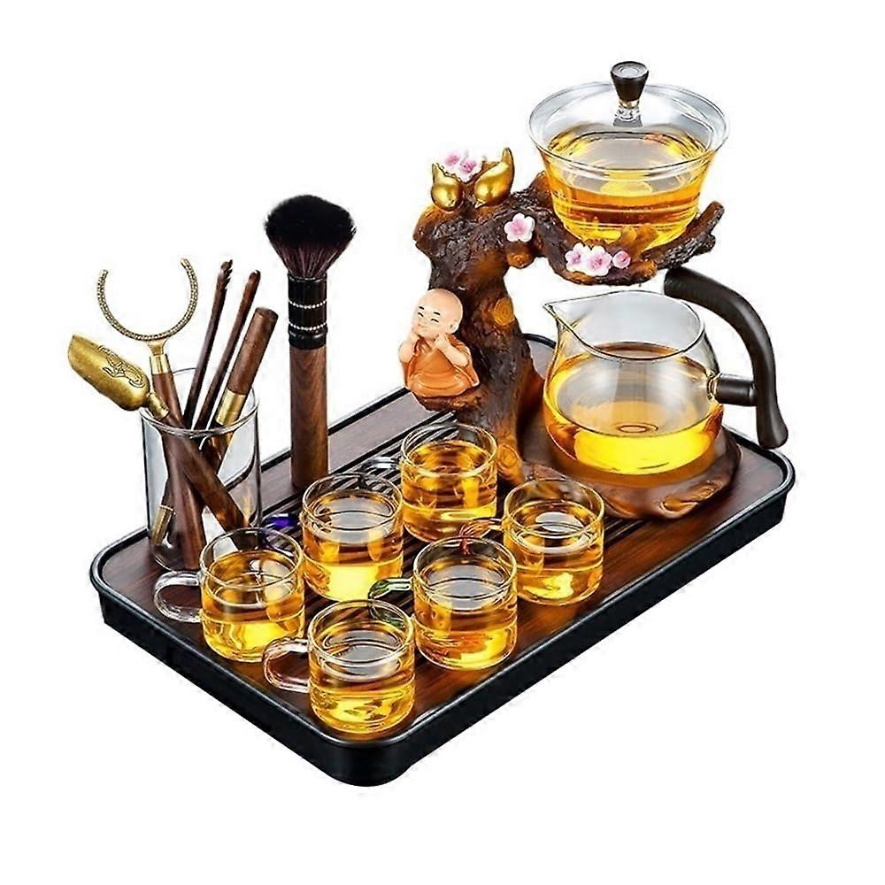 Glass Teapot Set with Tea Tray, Magnetic Quick Release, Elegant Multicolor, Easy Clean Design