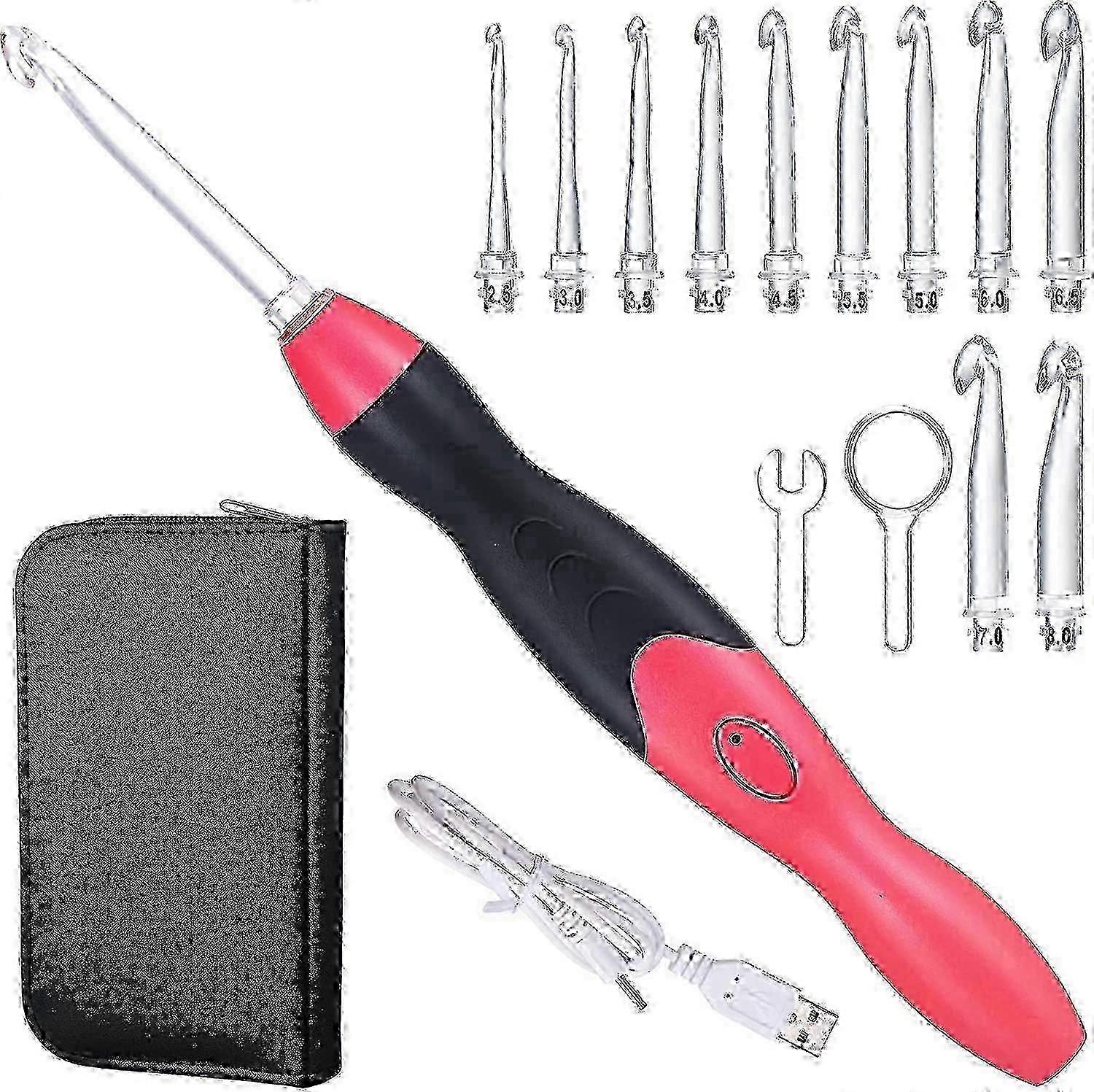 Crochet Hooks Set Rechargeable, Interchangeable Heads 2.5-8 mm 11Sizes