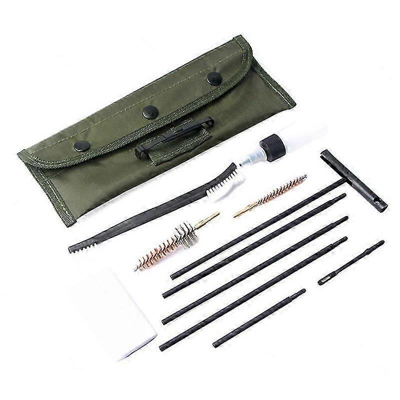 22cal gun cleaning set includes rod and brush tools