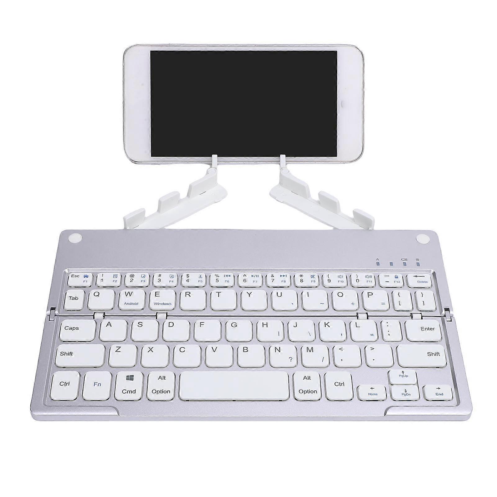 Foldable Bluetooth Keyboard with Stand Holder, Rechargeable Wireless Keyboard for Phone and Tablet