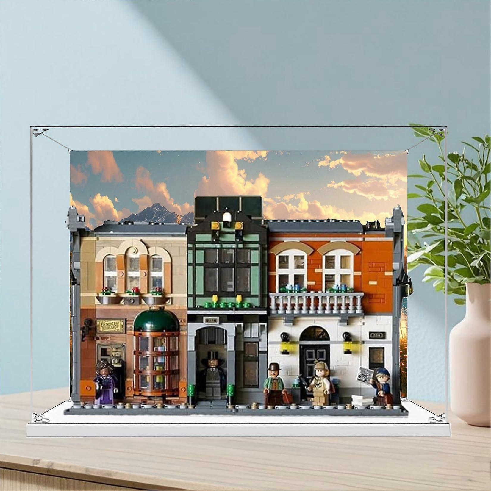 Acrylic Display Case for  10351 Bookshelf Set, Clear Dustproof UV Resistant Box with White Base