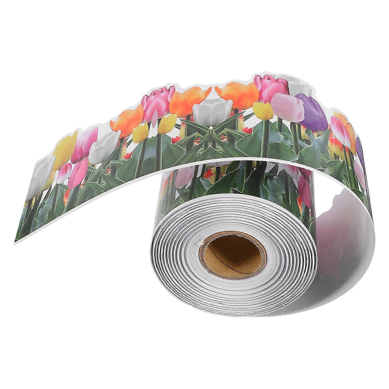 Multi Color Tulip Pattern Border Sticker for Decoration 1 Roll Trim