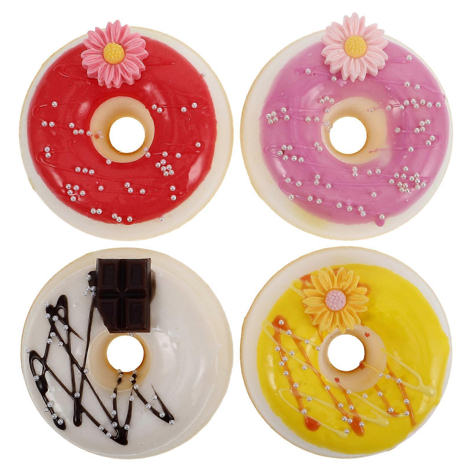 Realistic Artificial Mini Donuts for Decoration 4Pcs PVC Doughnut Model