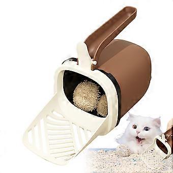 Kattenbakschepje met houder en geïntegreerde zakdispenser, wandmontage, duurzaam, met beerontwerp, speciaal voor huisdieren