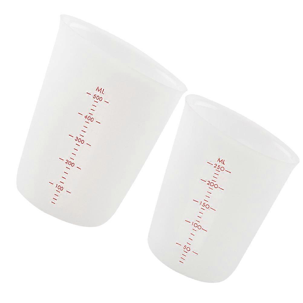 Measuring Beaker Silicone Double Scale Cup for Baking Use 2Pcs White