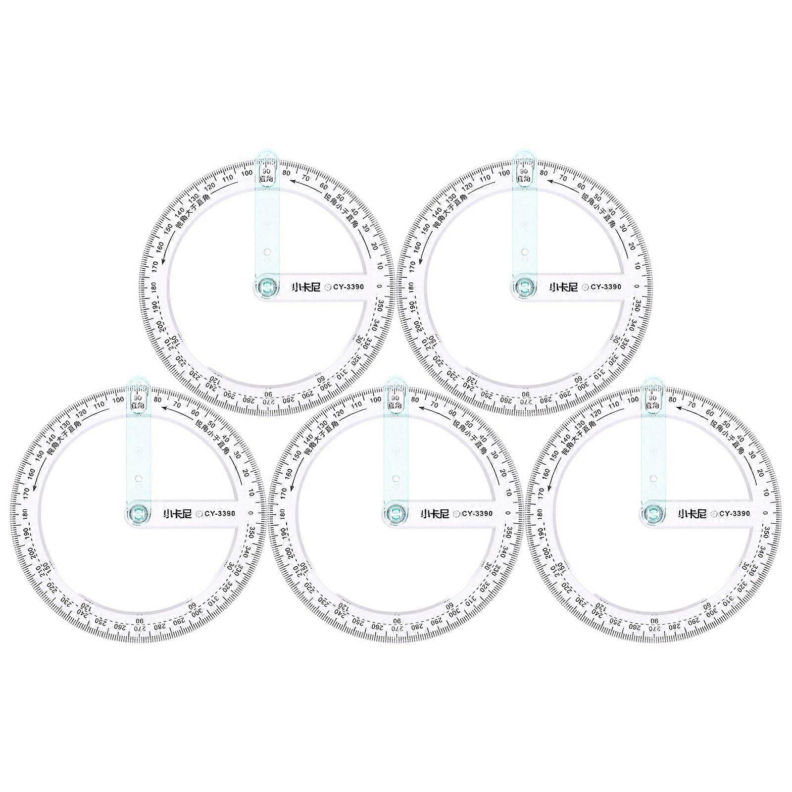 5pcs Measure Protractor Circle Protractor Students Plastic Protractor Round Protractor Tool