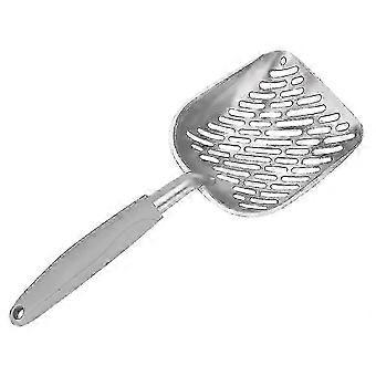 Aluminium Alloy Cat Litter Scoop, Grey, Anti-Scatter Sides, Ergonomic Handle, 45mm Hole Spacing