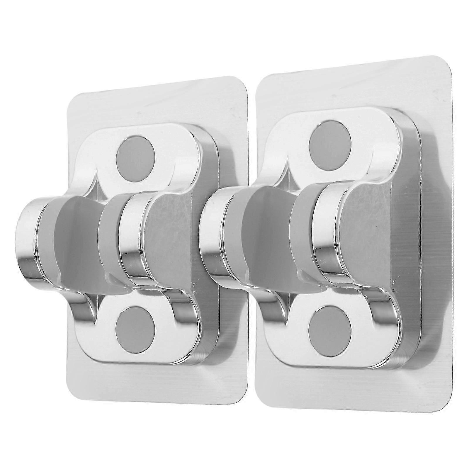 Wall Mounted Showerhead Holder for Bathroom Handheld 2Pcs Silver Bracket