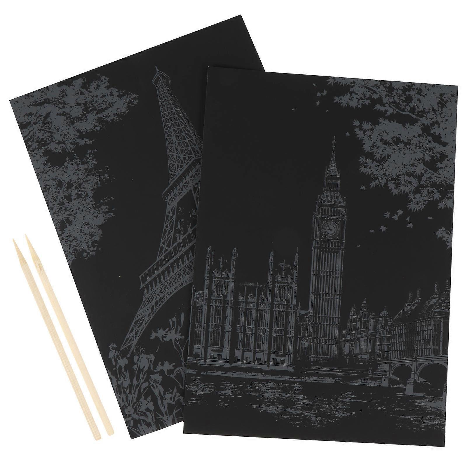 DIY Scratch Paper Black Scratch Paper Crafts for 2Pcs Creative Use