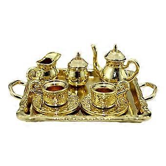 Speelset met theethema voor kinderen, gemaakt van legeringsmateriaal, verkrijgbaar in zilver, goud en roségoud.