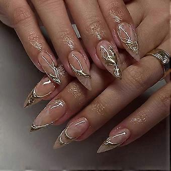 Acrylic Fake Nails Removable Nail Pcs Daily Wear Artificial Nails Nail Art Decorations Flye1155