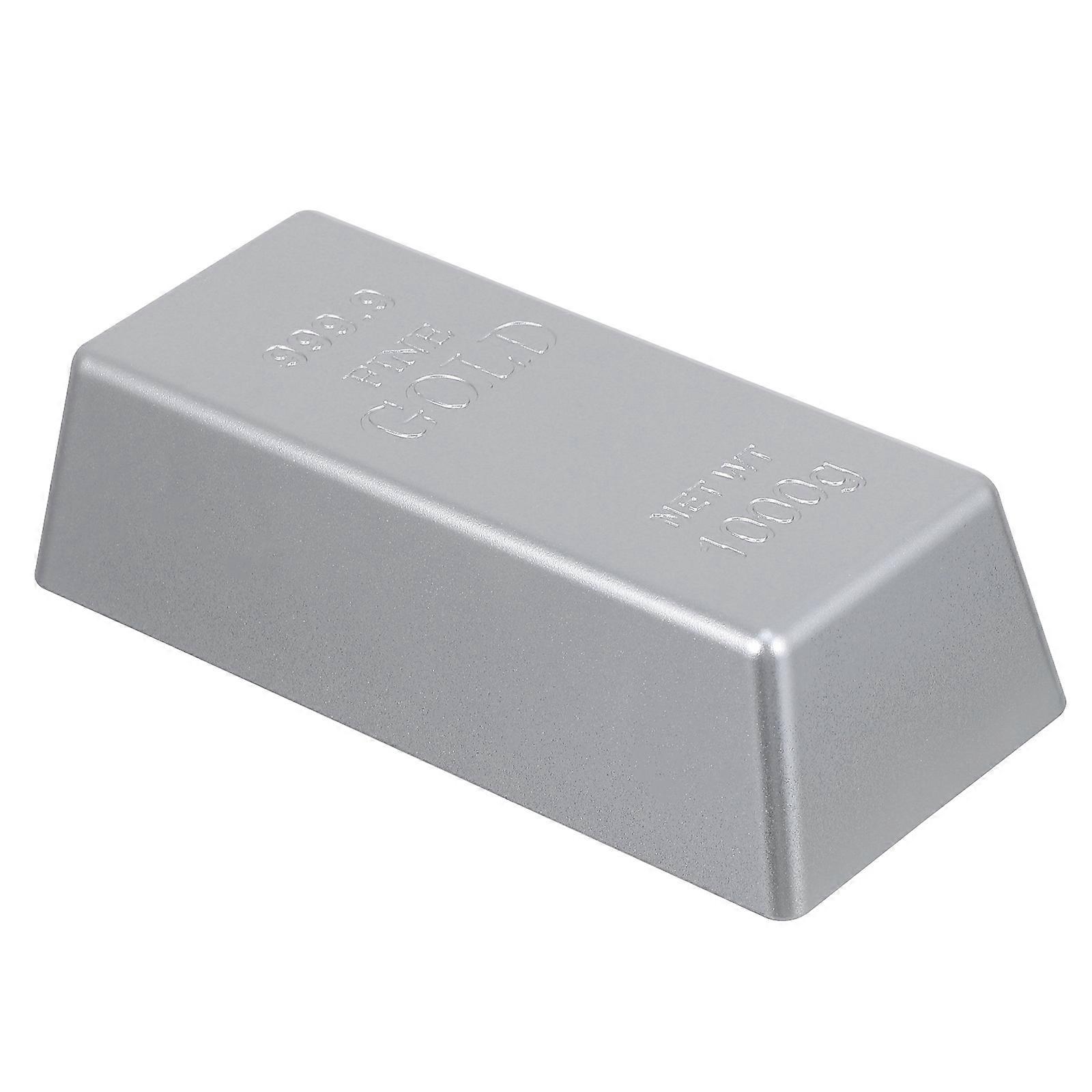 1 Pc Simulation Silver Bar Decorative Silver Brick Plastic Silver Bar Plaything