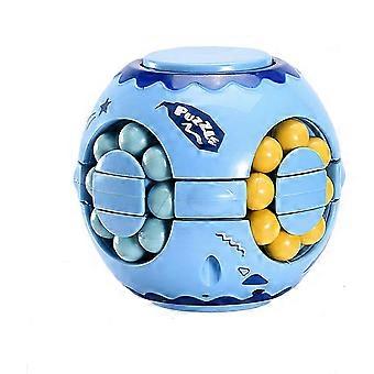 2 in1 Rotating Fidget Spinner Magic Bean Infinity Cube Stress Relief Ball Adults Kids Unisex-Children Educational Puzzle Cube Toys (Blue)