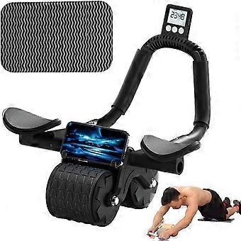 Ab Wheel Roller Self Rebound Ab Roller with Timer and Knee Pad Abdominal Wheel Roller Fitness Exercise Equipment