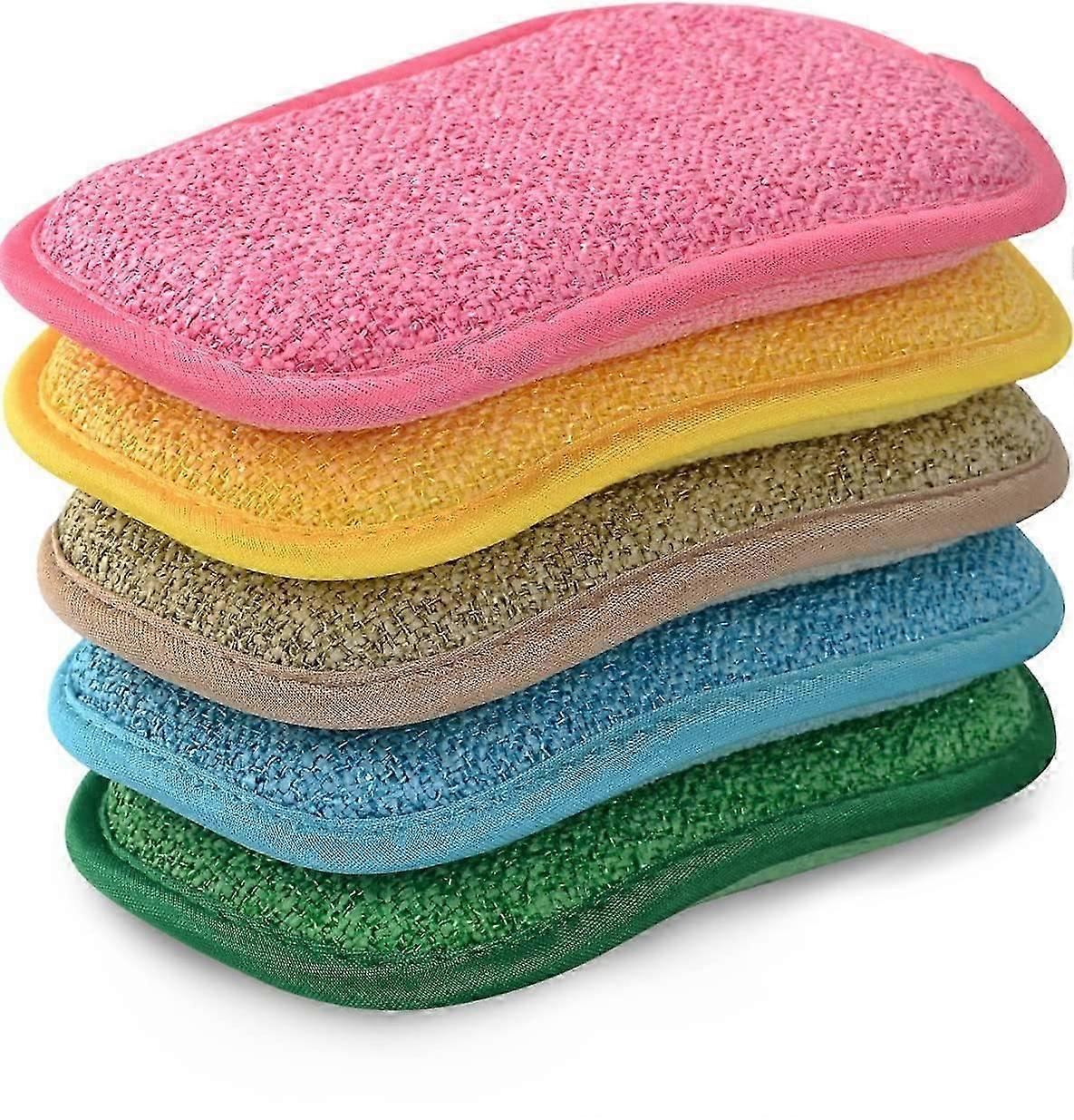 Non-Scratch Scrub Sponges Reusable Microfiber Kitchen Set Dish Scrubbing Sponges